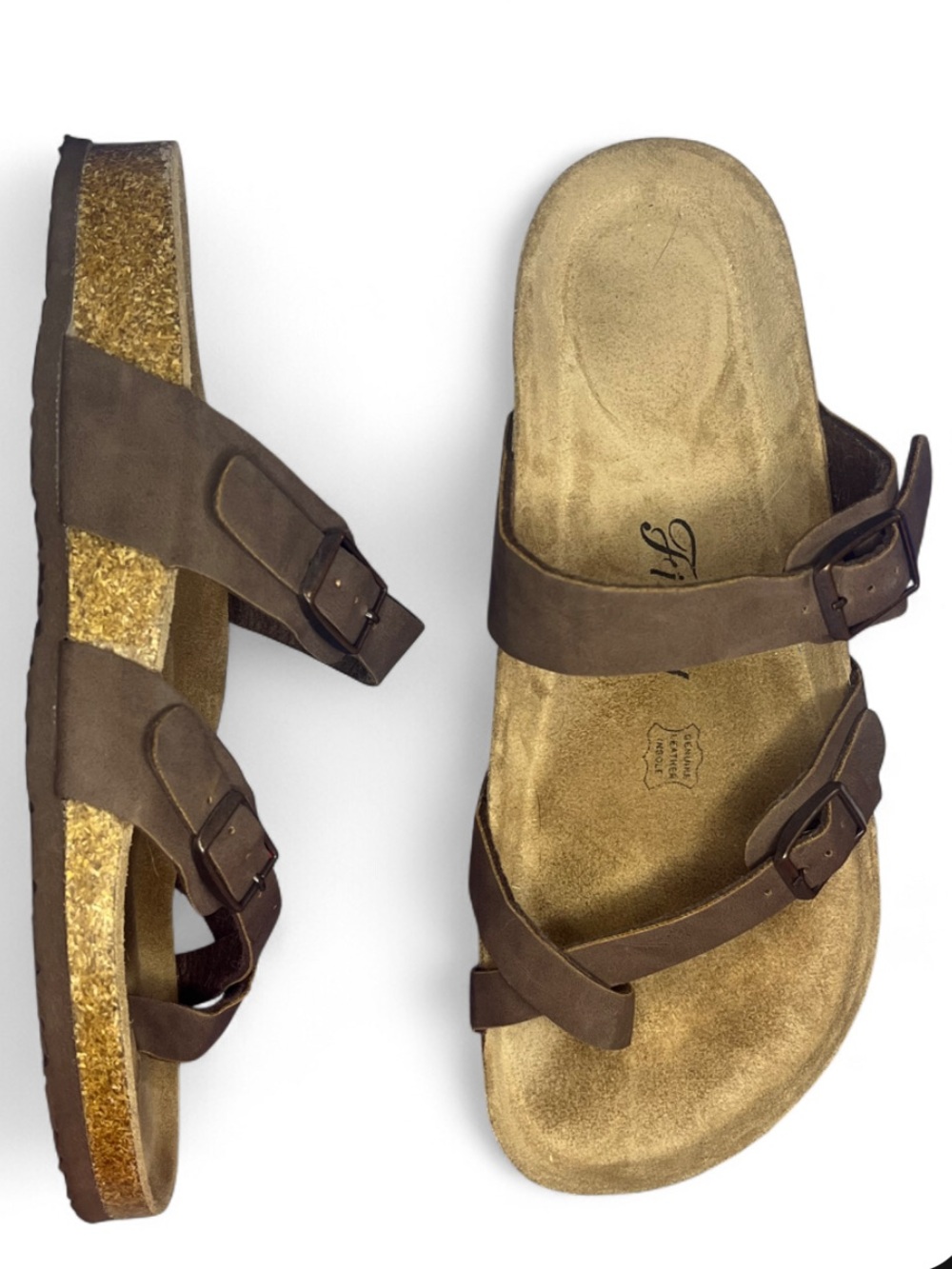 Women’s FITORY Soft Slide Sandals Cork Footbed Comfort Arch Support Flat Sandals